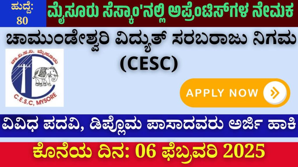 Recruitment of apprentices at Mysore SESCOM